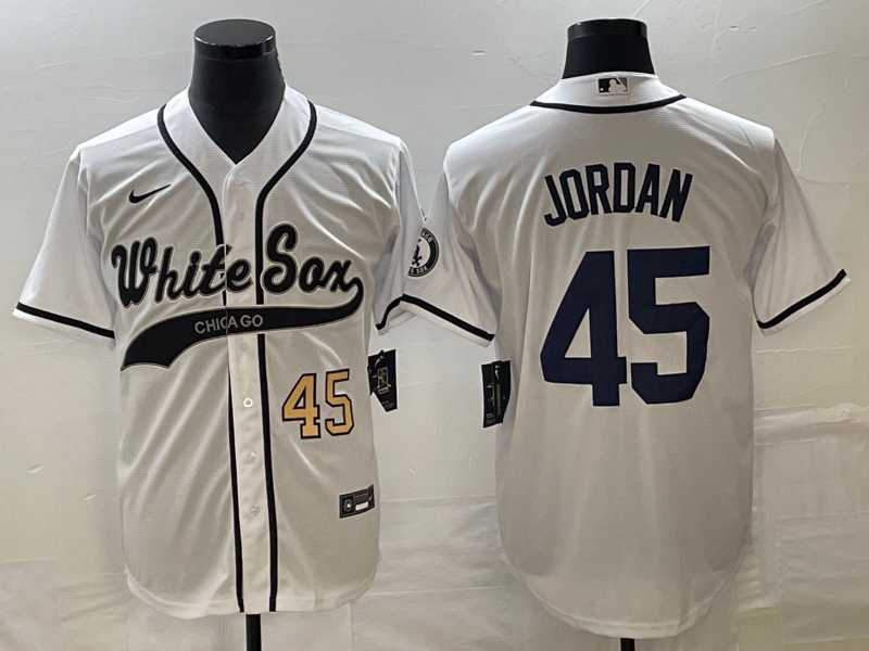 Mens Chicago White Sox #45 Michael Jordan Number White Cool Base Stitched Baseball Jersey